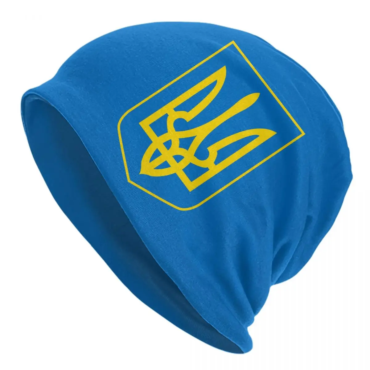 Custom Coat Of Arms Ukraine Flag Skullies Beanies Caps Outdoor Winter Warm Knit Hat Adult Ukrainian Emblem Trident Bonnet Hats