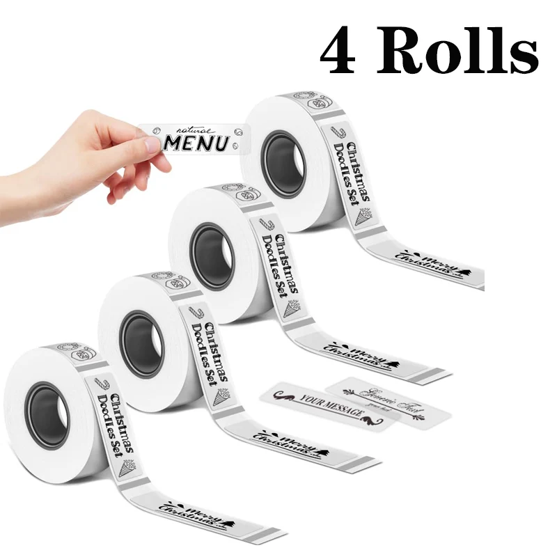 

D30 Label Tape [160 Labels/Roll x 4] 12mm x 40mm Thermal Label Tape Compatible for Phomemo D30 Label Printer Black on Transparen