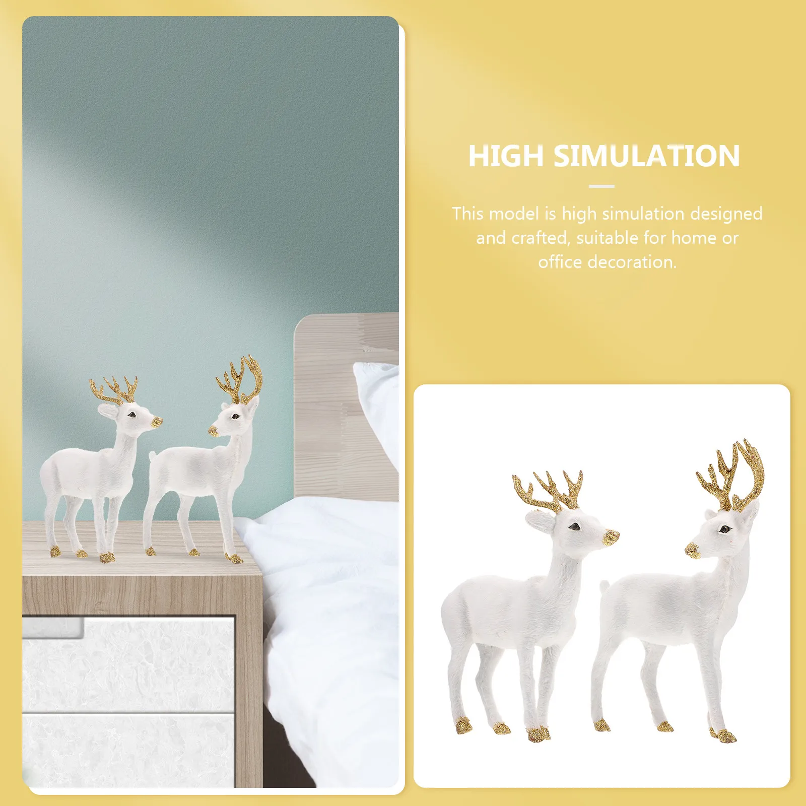 

Набор из 2-х имитаций оленей сика: идеальное украшение для дома, офиса, рабочего стола. Современный минималистичный белый олень-статуэтка для рождественского праздничного декора стола.