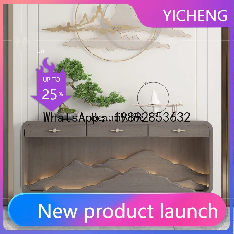 

QQ 03lNew Chinese Style Ugyen Wood Hallway Cabinet Light Luxury Zen against the Wall Side View Console