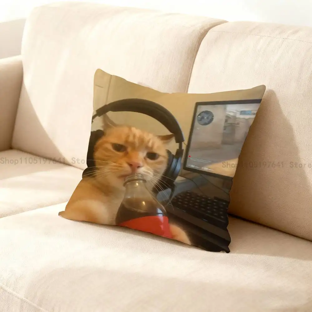 

Funny Cute Cat Emoji Pillow Case For Sofa Decor Car Office Room Printing Cushion Cover Decorations and Protector