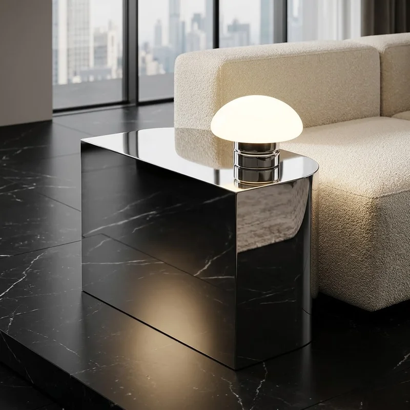 & Stainless Steel Modern Coffee Table Unique Shape Italian Minimalist Corner Side Table for Living Room Creative Design Accent