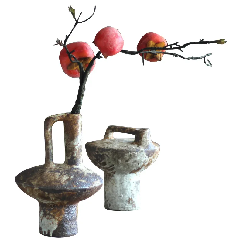 Ceramic Vase Retro Nostalgic Rough Clay Pottery Vases Vintage Handmade Style Home Decoration Dried Flowers