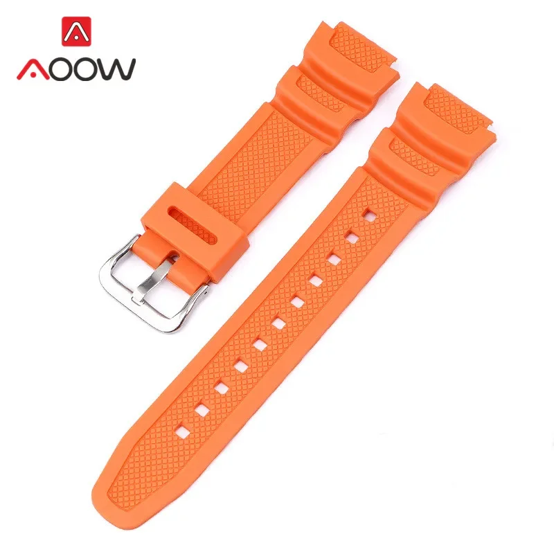 Rubber Strap for Casio AE-1200WH AQ-S810W MRW-200 SGW-400H Stainless Steel Buckle Men Black Replace Bracelet Watch Band 18mm