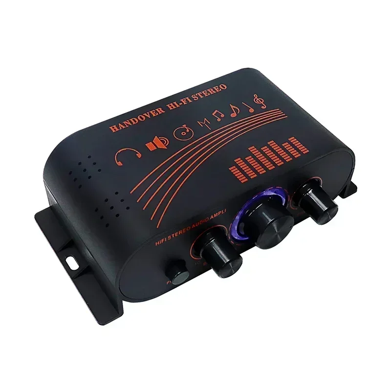 AK170 Mini Audio Amplifier RCA Input HIFI Stereo Audio Amplifier 20W*2 Speaker Amp Dual Channel with LED Light Ring Car Home Use