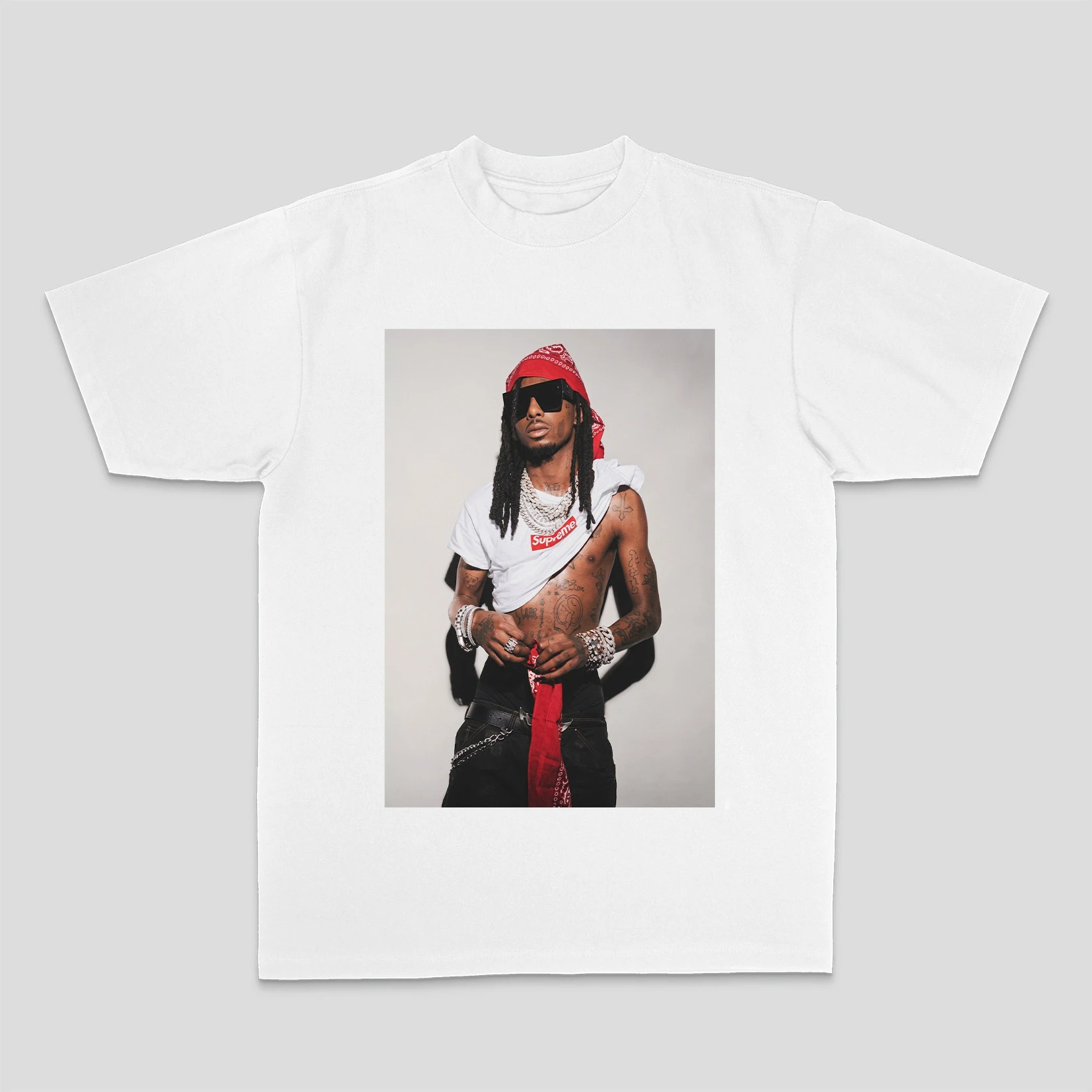 Playb I AM MUSIC Oi Carti American Retro Short Sleeve Vibe Style Printed Cotton T-Shirt Both of Men and Women