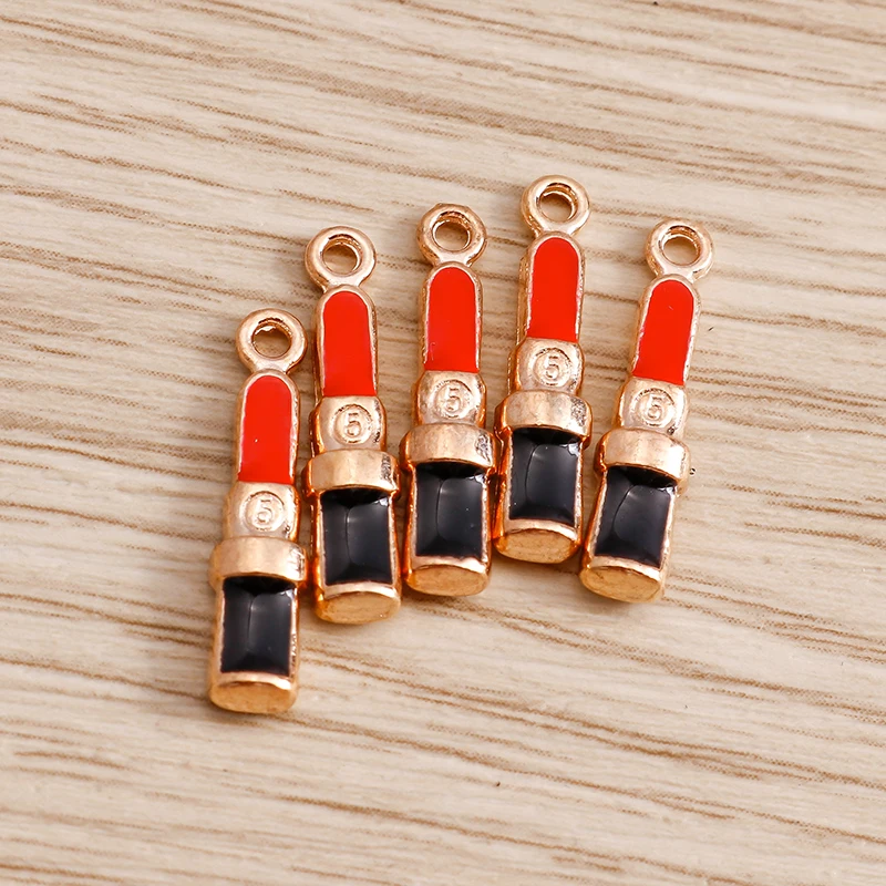 Tusember 10 Stück Niedliche Kristall-Lippenstift-, Handtaschen-, Schuh- und High-Heel-Anhänger für Halsketten, Ohrringe, Armbänder und Bastelarbeiten – Detail 6
