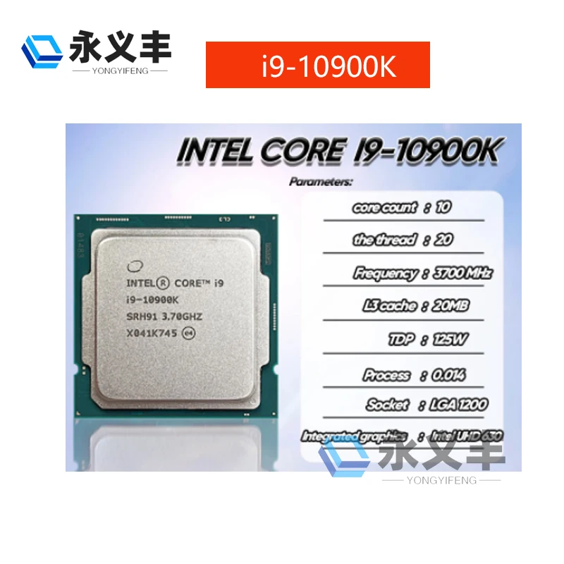 Intel Core i9-10900K i9 10900K  i910900K    10900K  3.7GHz deccore 20-thread CPU processor L3=20M 125W LGA 1200 original genuine