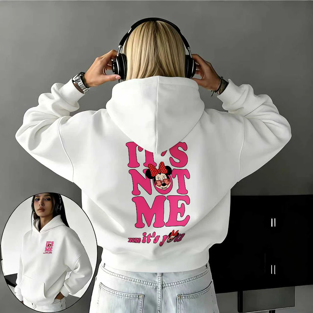 

Disney Осень/Зима IT'S NOT ME Now It's You Font Толстовка с принтом из 100% чистого хлопка Мужская и женская повседневная теплая футболка Y2k