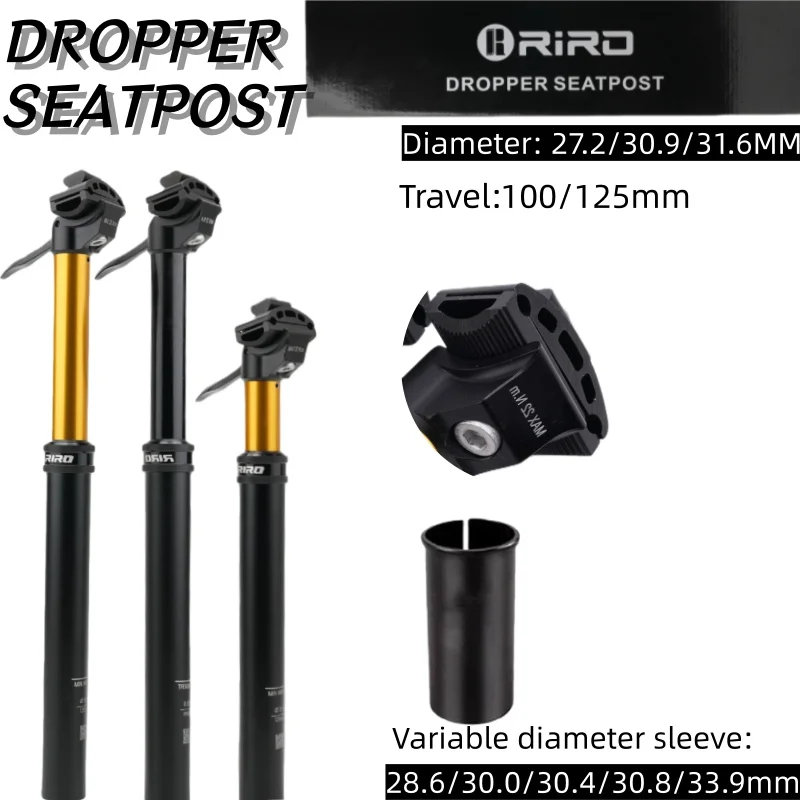 mtb-dropper-seatpost-gold-black-aluminum-seatpost-272-309-316-adjustable-seat-post-for-full-suspension-mountain-bicycle-parts