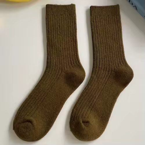 1 Pair Women Cotton Loose Socks Autumn Winter Knitting Solid Color Long Black Pink Korean Japanese Student Girls Stockings Retro - Image 7