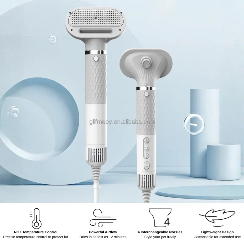 dog comb Temperate Control Pet Grooming Hair Dryer Handheld Dog Cat Blow Dryer with Slicker Brush