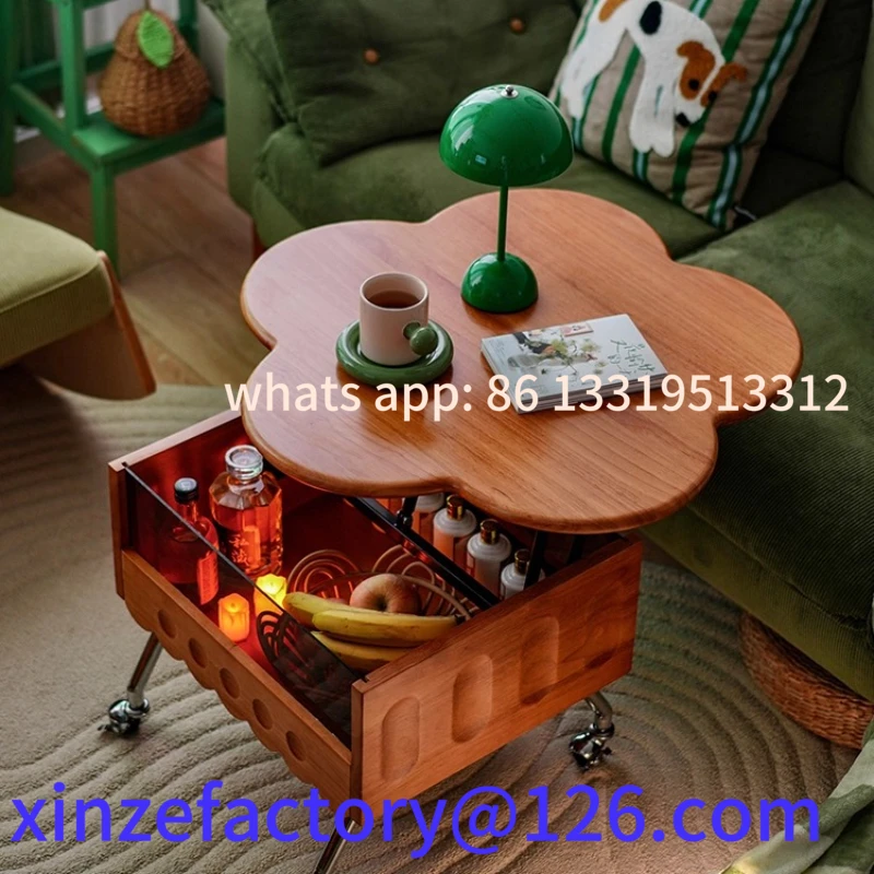 

Customizable wood movable petal tea table