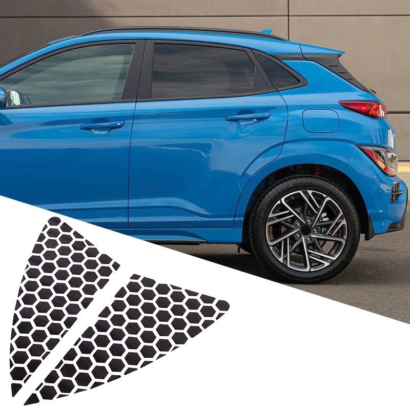 

For Hyundai KONA 2017-2022 Automotive Rear Triangle Glass Decorative Stickers PVC Honeycomb Pattern Car Accessories