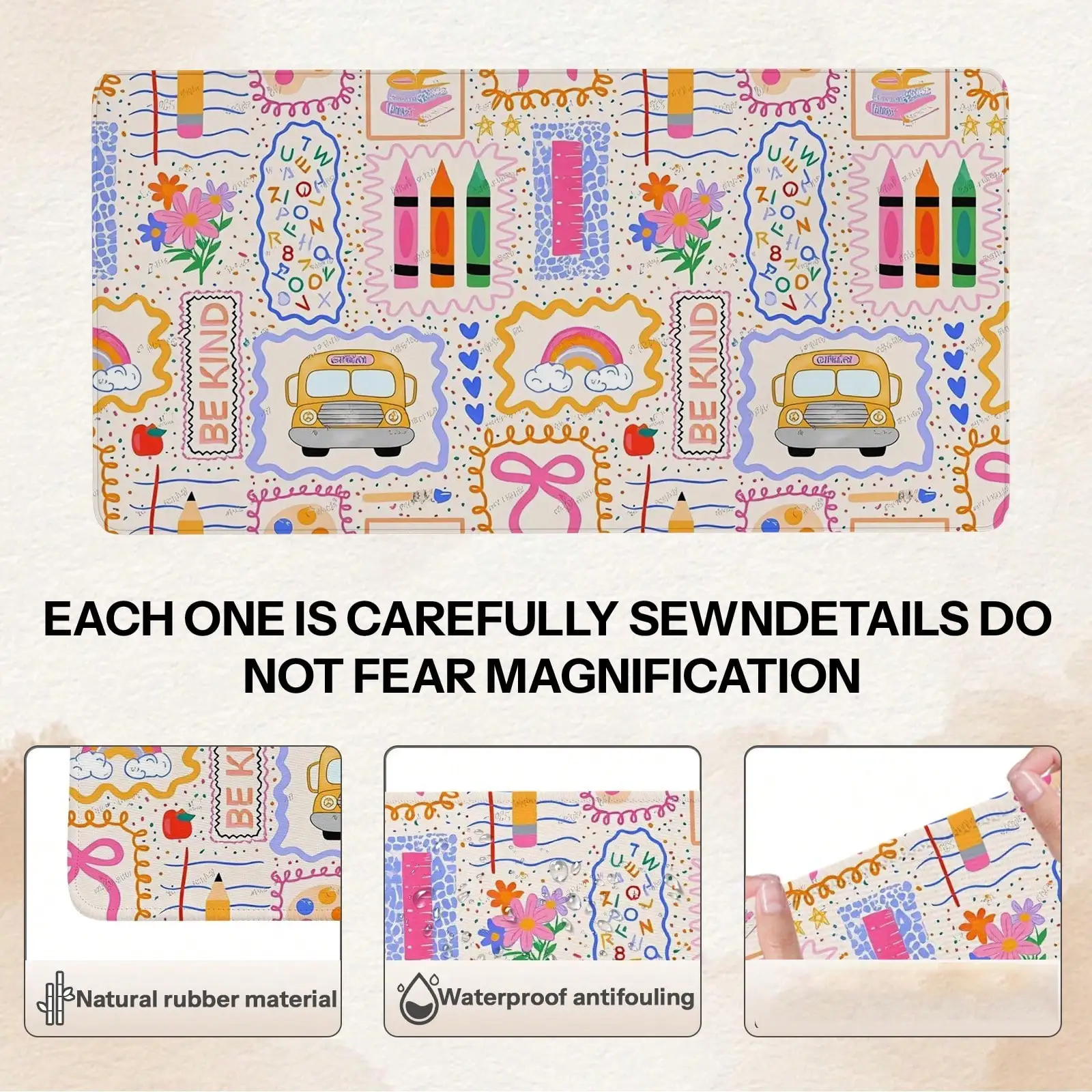 1 Cute Cartoon Teacher Classroom Decoration Pattern Durable Rubber Desk Mat For Gaming, Office And Home Use, Desktop Enhancement Computer Accessory Game Desktop