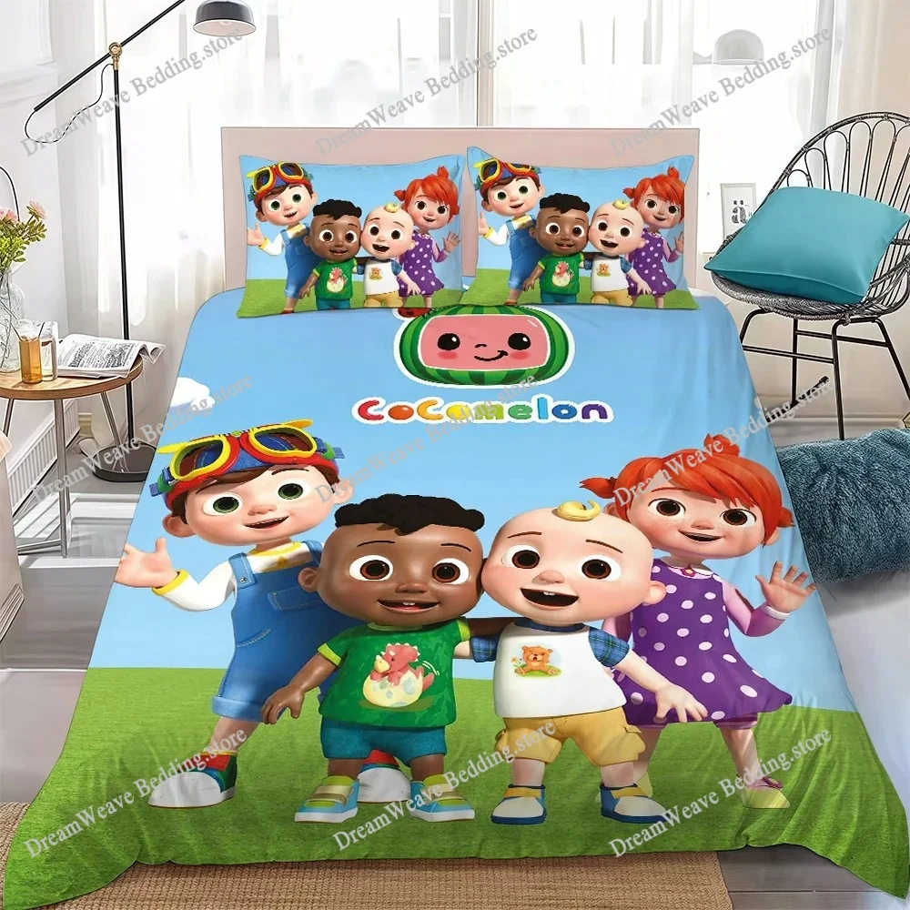 Happy Children C-CoComelonS Duvet Cover Set Home Style Bedding Soft Laundry Cotton Bed Student Dormitory Gift