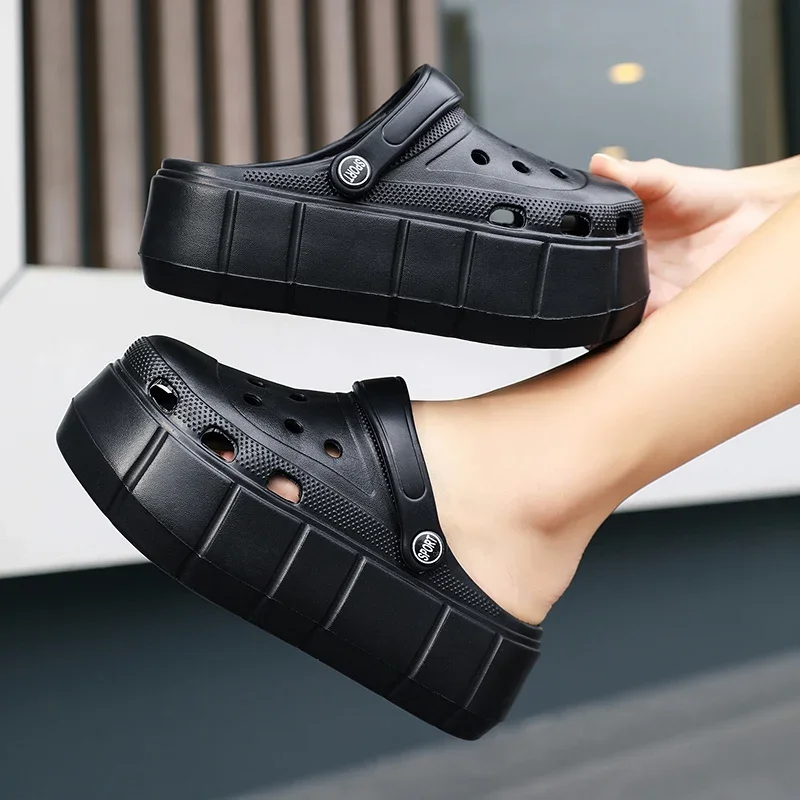 Solid Platform Clogs for Women Luxury Brand High Heels Sandals Outdoor Beach Slippers Casual Shoes Summer 2023 New Plus Size 41