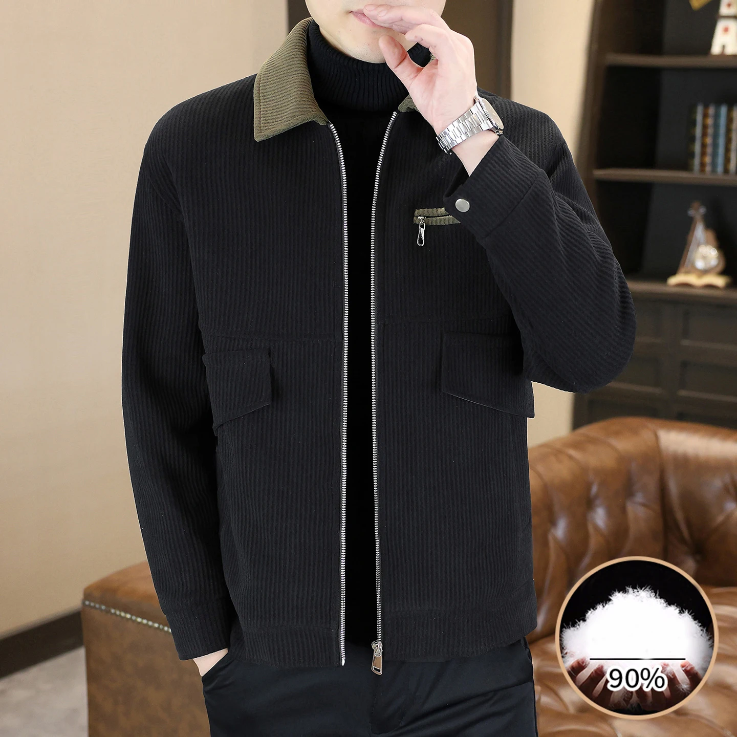 Casual Slim Fit Duck Down Jackets New 2026 Winter Men's Short Style Turn-Down Collar Puffer Coat Outwear Windproof Tops Clothing