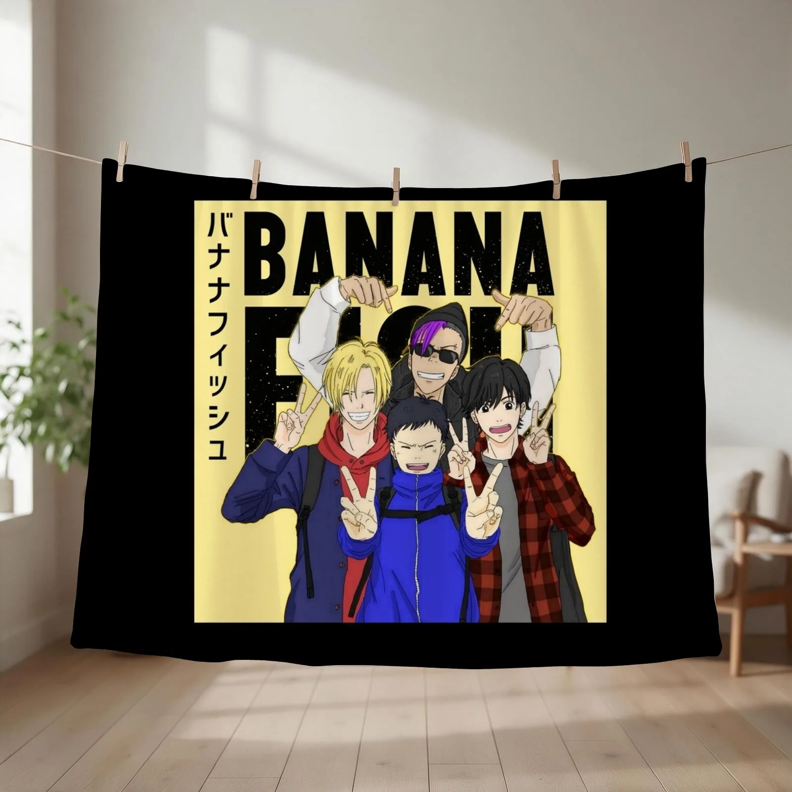 Banana Fish Friend Group Throw Blanket Cute Plaid Retros for winter for babies Blankets