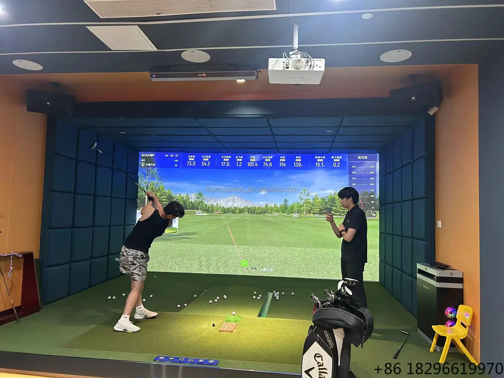 Electric Indoor Retractable Golf Impact Polyester 4:3 Projection Screen Motorized Roll Down