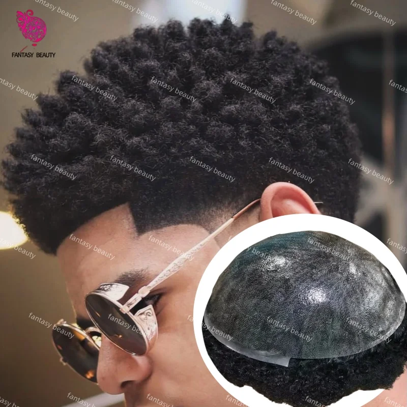 

Незаметный мужской парик-накладка 8 мм, кудрявый, 0,1 мм, с инжекционной технологией и полностью из полиуретана, дышащий, прочный, 100% натуральные человеческие волосы, цвет 1b # 1b10 # Черно-серые мужские парики