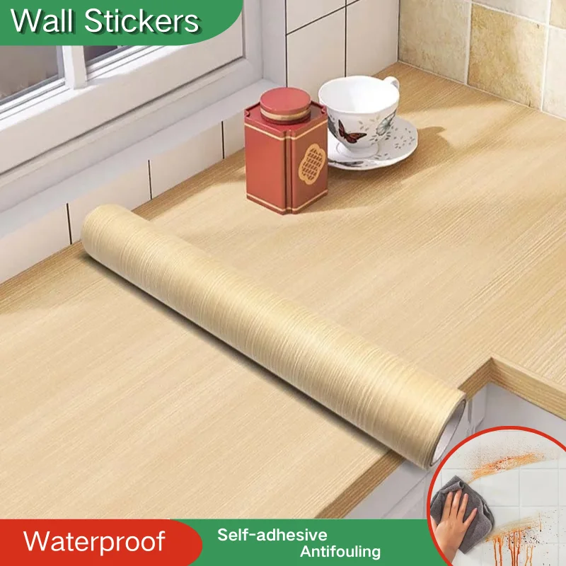 40CM Furniture Renovation Stickers Self-adhesive Wood Grain Stickers Wallpaper Cabinets Wooden Doors Tabletops Wall Sticker