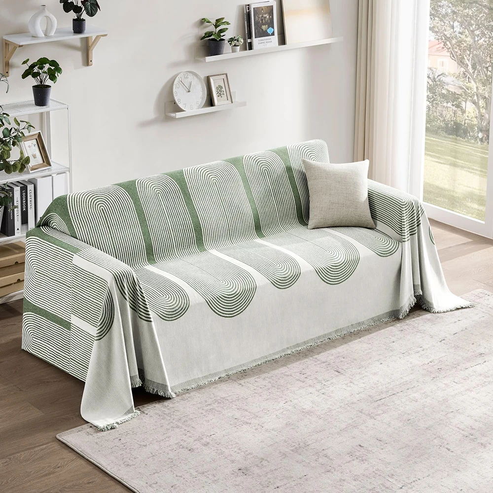 Chenille Sofa Covers Sectional Sofa Set Geometry Couch Cover with Tassel Loveseat Covers Futon Cover L Shaped Cover Washable