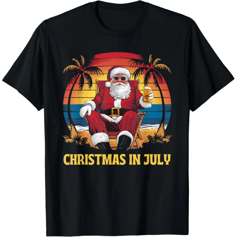 

Christmas in July funny Santa Beach Party T-Shirt