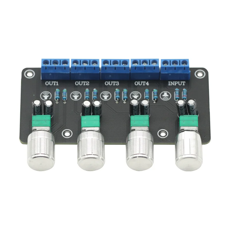 1PCS Passive Audio Signal Splitter 1 in 4 Out Volume Knob Independently Controls Multiple Signals Module Board diy