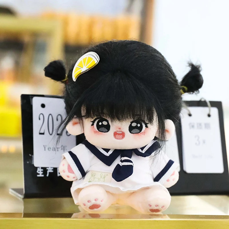 Kawaii Plush Cotton Doll Idol Stuffed Super Star Figure Dolls Anime Fat Big Eyes Black Hair Girl Doll Can Change Clothes Gift