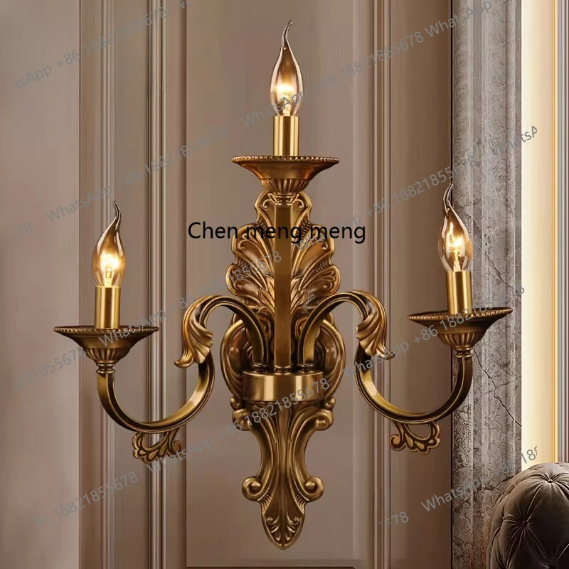 

European-style all-copper living room background wall wall lamp bedroom bedside lamp household aisle corridor lamp B005