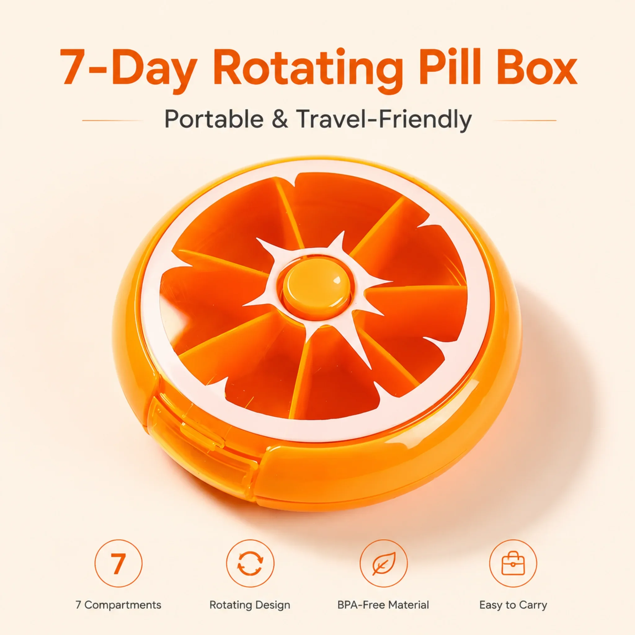 

7 Compartments Weekly Pill Organizer - Airtight Moisture Proof Portable Travel Pill Case for Daily & On-the-Go Medication Use