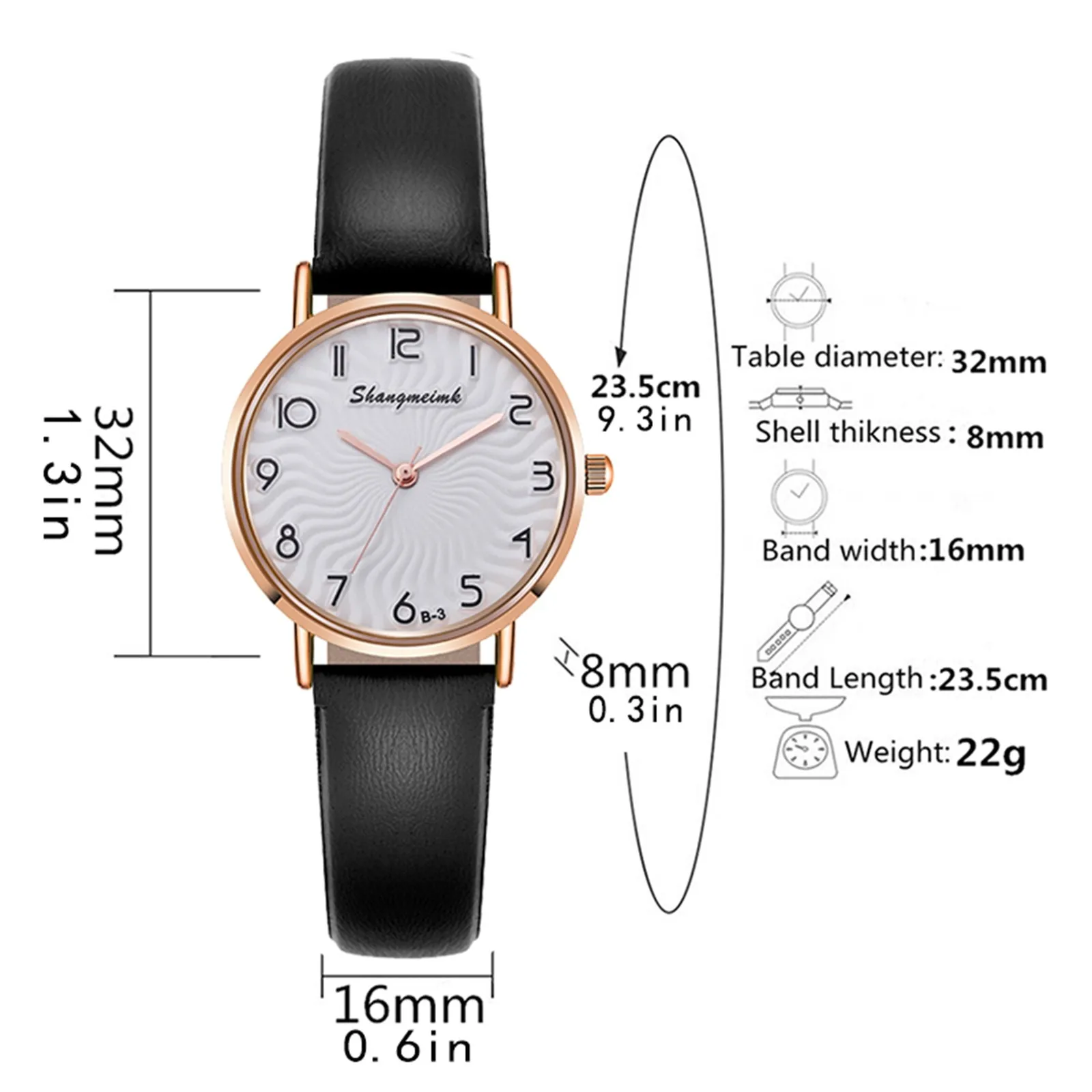 ساعة يد كوارتز نسائية بحزام جلد ، متعددة الألوان ، قرص دائري ، مقياس أرقام عربية ، كاجوال ، بسيط ، عصري