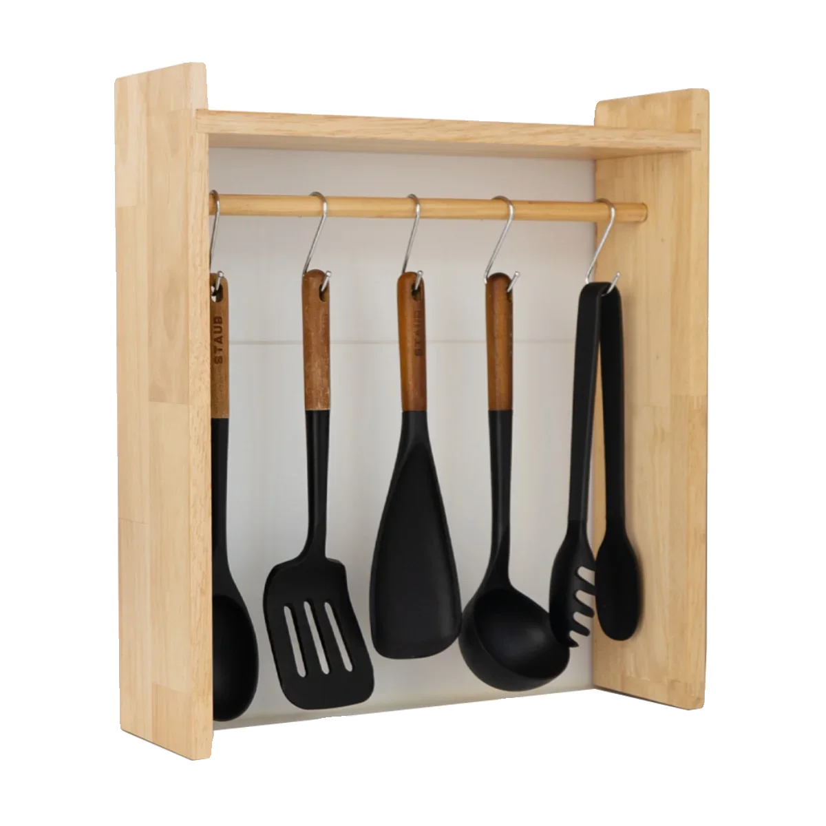 

Wooden kitchen shelves, solid wood cooking tools, spoons, shovels, hangers, seasoning cans, finishing racks