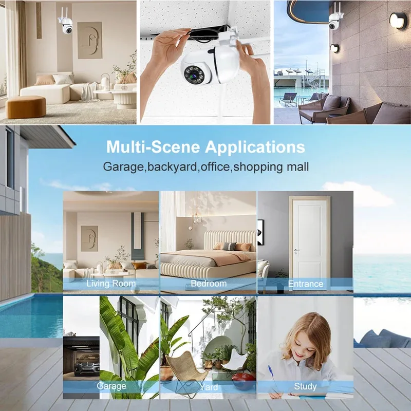 8MP WiFi Surveillance IP Camera HD 1080P IR Full Color Night Vision Outdoor Security Protection 4X Zoom Cameras