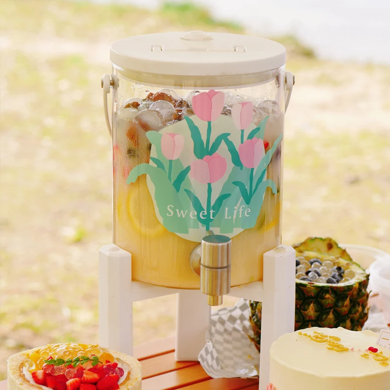 Refrigerator picnic outdoor cold water jug with faucet glass high temperature resistant large capacity sealed cold water