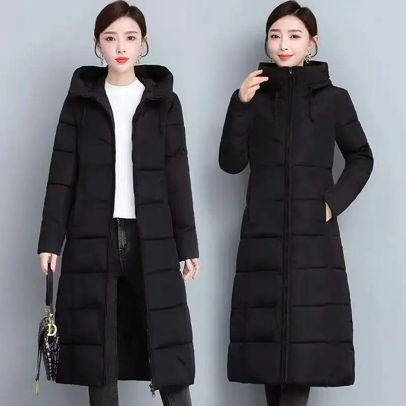 Women Autumn Solid Colors Hoodies Parkas Zipper Mid-Length Coats Pockets New Fashion Warm Hooded Jackets Casual Commute Parkas