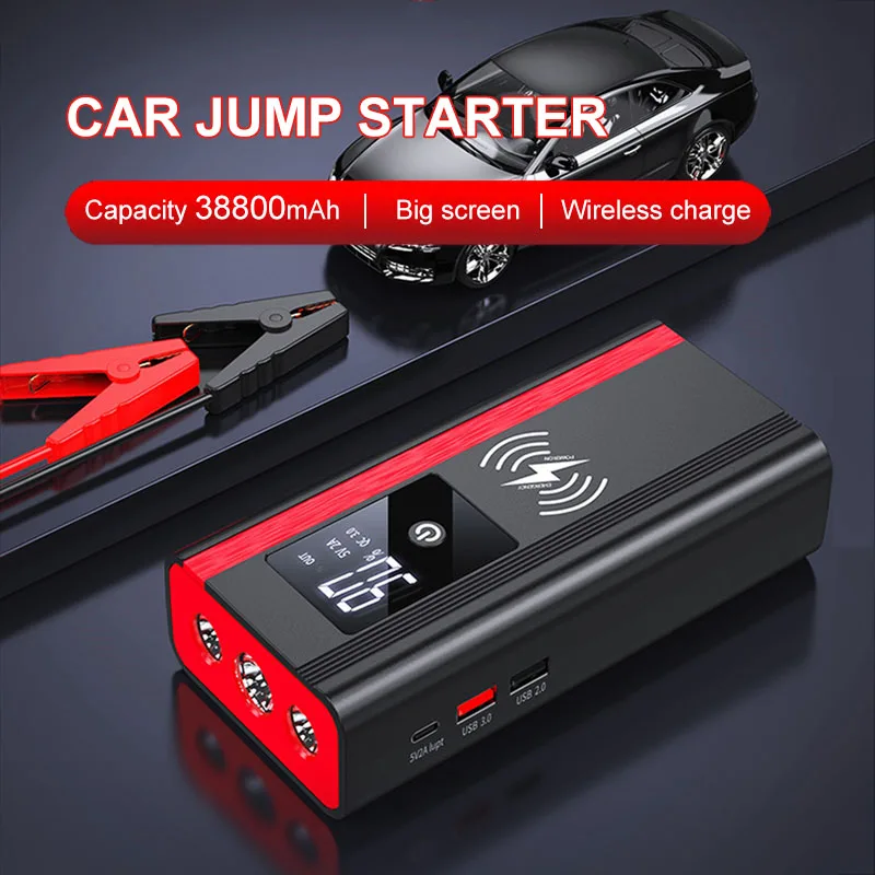 

2022 New Car Battery Jump Starter 38800mAh Power Bank with Wireless Charging Portable Car Battery Booster Charger Jumper Starter