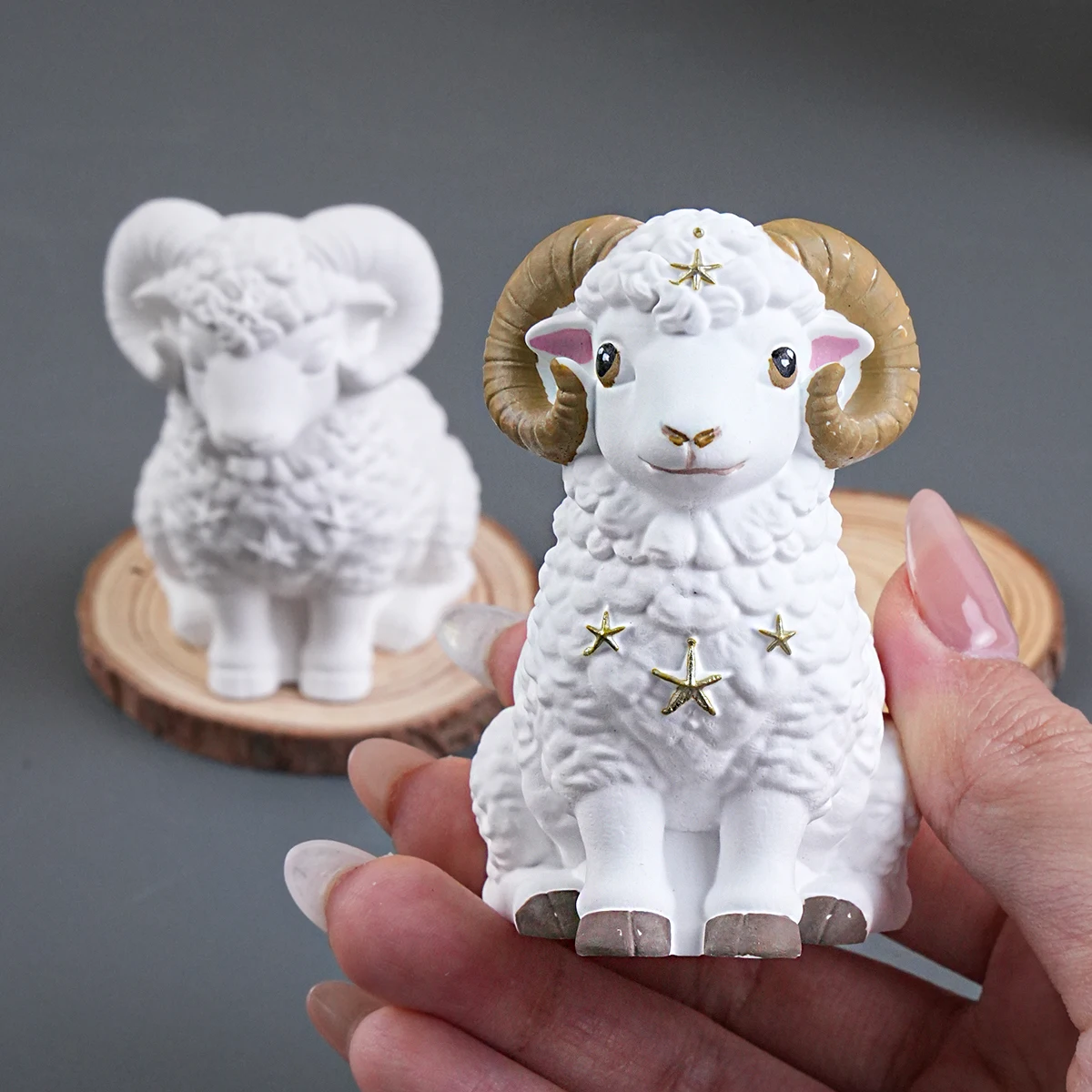 Niedliche Schaf-Tierform DIY Handgemachte 3D Realistische Cartoon-Schaf Aroma-Kerzen-Gips-Ornament-Form Bastelgeschenk Heimdekor-Zubehör