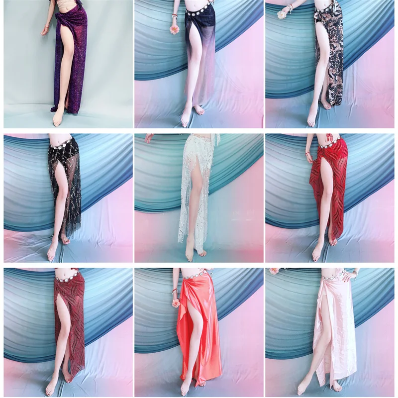 

Customized Belly Dance Belt Hip Scarf Practice Dress Bottom Dress Flash Waist Scarf Dance Long Skirt Children' Performance Dress