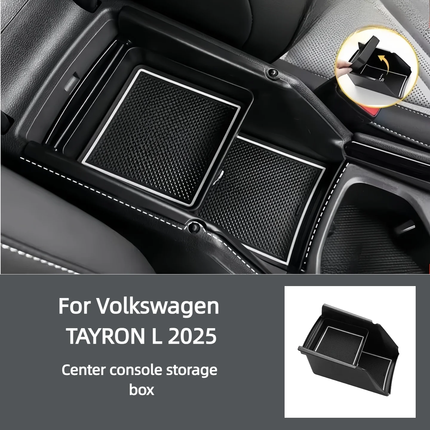 Para Volkswagen TAYRON L 2025, consola central Interior, caja de reposabrazos, caja de almacenamiento de doble capa, accesorios ABS negros para Volkswagen