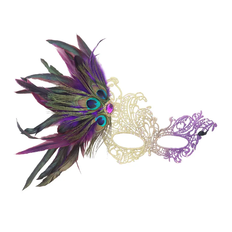 Masque de saint-valentin, masque de fête de carnaval délicat, masque en dentelle violet doré, confortable pour Couple, cadeau de spectacle de carnaval