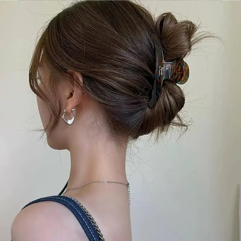 New Acetate Hair Clip for Women Gold Color Letter French Trendy Claw Clips Korean Hair Accessories Temperament Grab Barrette