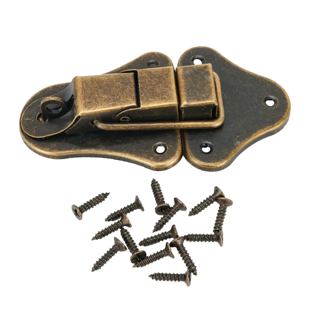 1 * صندوق قفل مزلاج 95*52 مللي متر العتيقة نمط البرونزية مجوهرات أداة صندوق خزانة قفل للدرج مزلاج تبديل مسامير العملي #6