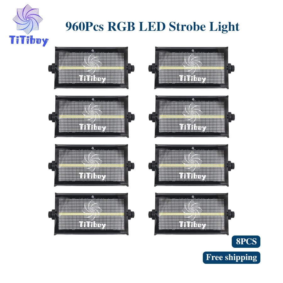 

No Tax 8pcs/Lot Indoor LED Strobe Light DMX-512 Control 960Pcs RGB LED Strobe Light Dj Disco Party Lights For Bar Ｎightclub