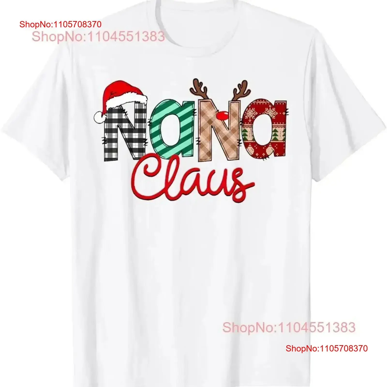Nana Claus Christmas Santa Hat Reindeeer Family Matching T Shirt vintage Washed Unisex Stretched fashion designer clothes