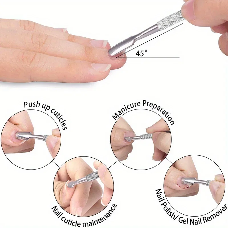 YIKOOLIN Cortacutículas profesional con empujador de doble extremo, alicates para uñas de acero inoxidable, herramientas de manicura para salón y hogar 5