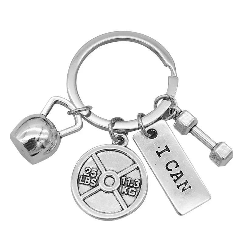 Llavero con barra y mancuernas deportivas de fuerza, dije de Metal para Fitness con gimnasio motivacional, Crossfit, regalos de levantamiento de pesas para atletas