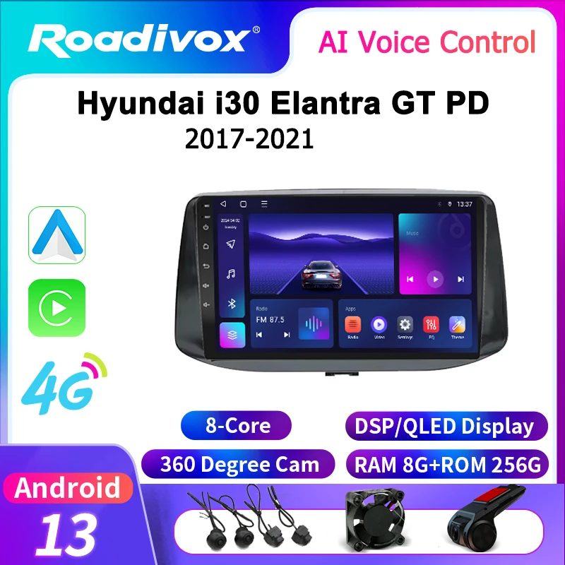 

roadivox Android car radio for Hyundai i30 Elantra GT PD 2017 2021 stereo GPS Navigation video Multimedia Player tape recorder