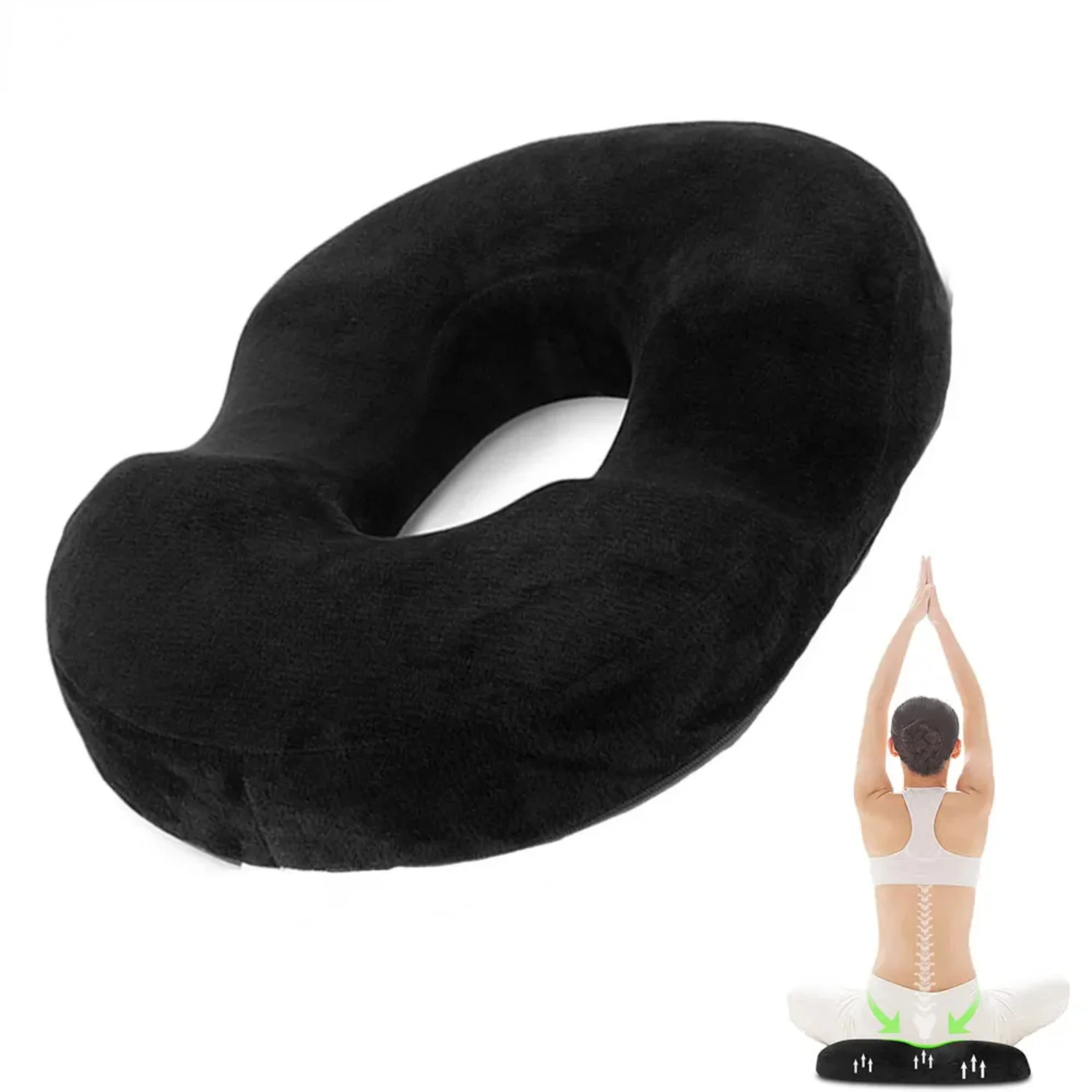 

1PC Donut Pillow Hemorrhoid Tailbone Cushion – Large Black Seat Cushion Pain Relief Coccyx, Prostate, Sciatica, Pelvic Floor